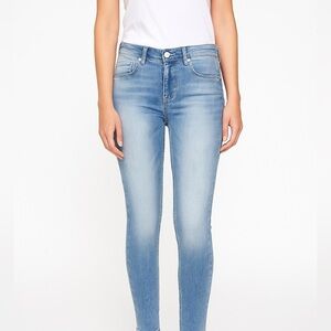 NWT Rehash Italy Monica Jeans Mid Rise Skinny Long Inseam Light Wash Sz 25